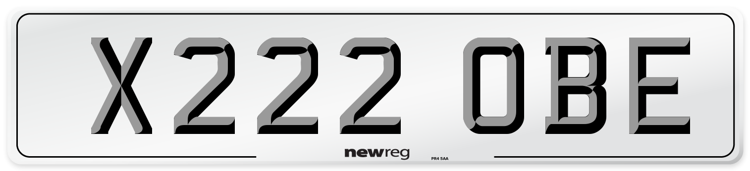 X222 OBE Number Plate from New Reg